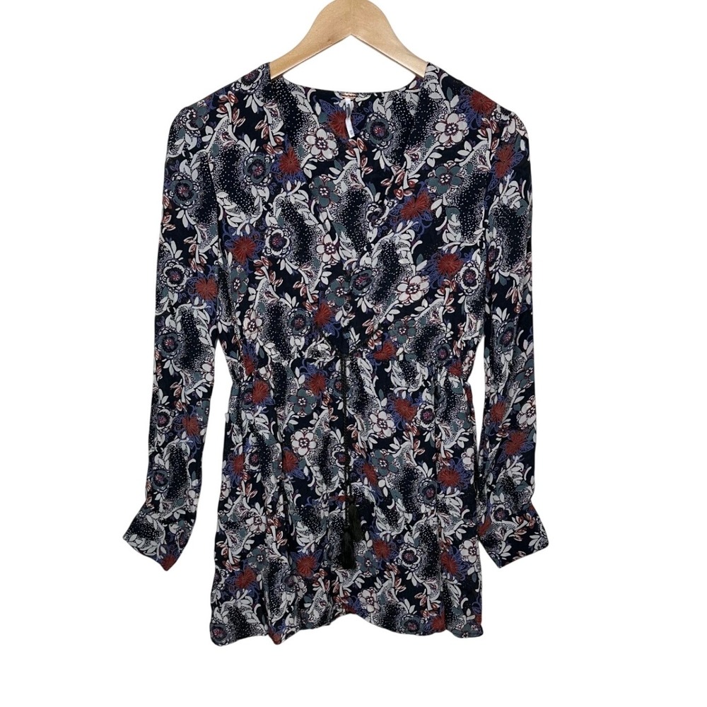 Free People "Stealing Fire" Printed Mini Tunic Dress size XS Multicolor